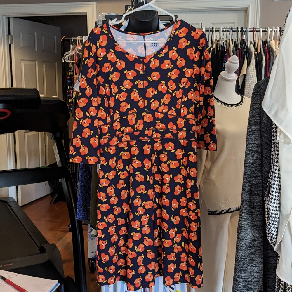 Title Nine Orange Floral Long Sleeve Dress